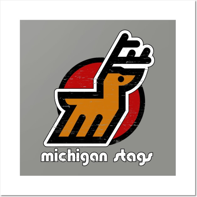 Defunct - Michigan Stags Hockey Wall Art by LocalZonly